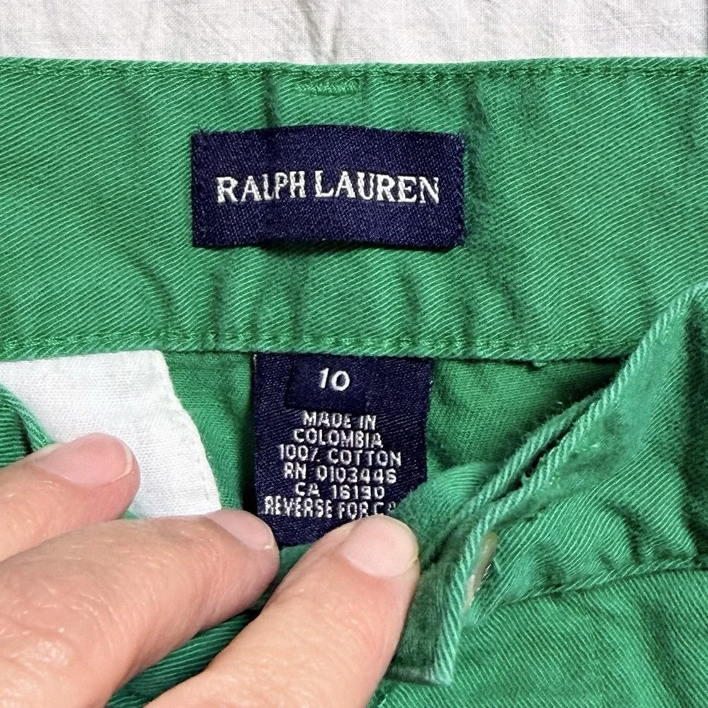 Vintage Ralph Lauren Girls Size 10 Chino Pants Green Straight Leg